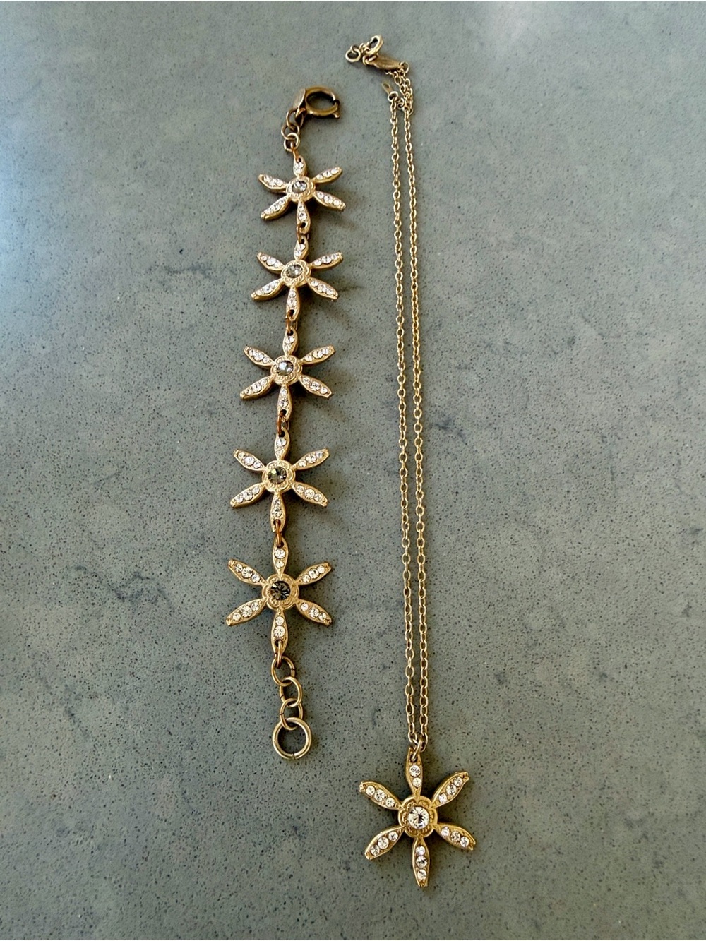 Catherine Popesco Floral Crystal Bracelet & Necklace